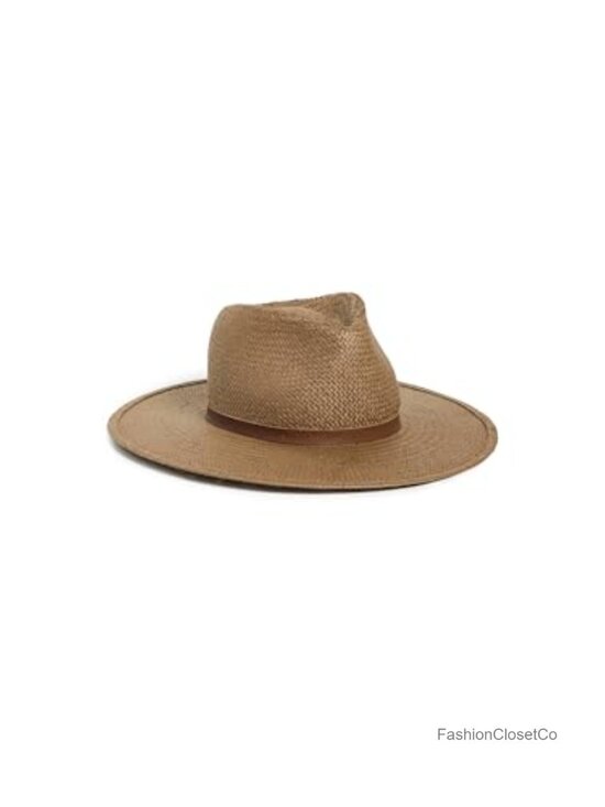 Accessories - Woven Straw Fedora Hat with Leather Band